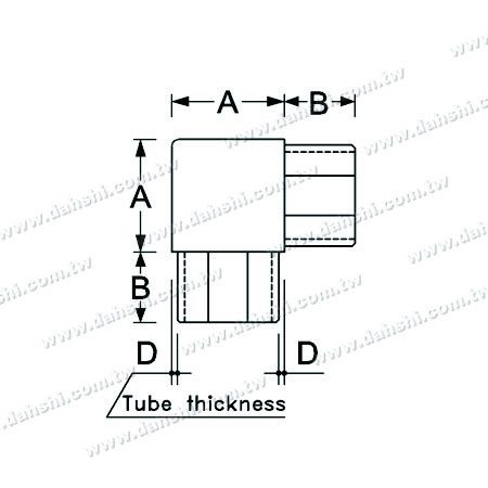 Abmessung: Edelstahl-Vierkantrohr interner 90-Grad-Verbinder