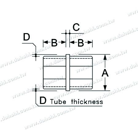 Dimension: Connecteur de ligne interne en tube carré en acier inoxydable