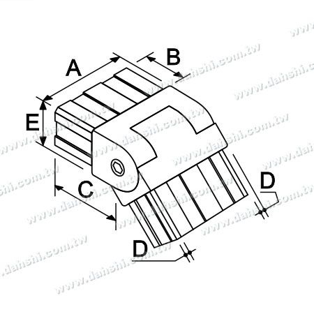 Dimensione: Gomito interno regolabile ad angolo per tubo rettangolare in acciaio inossidabile