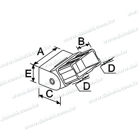 Dimension : Angle réglable de l'extrémité de la main courante en acier inoxydable à tube rectangulaire