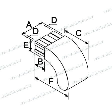 Abmessung: Edelstahl Rechteckrohr 90-Grad-Bogen Kuppelförmige Endkappe