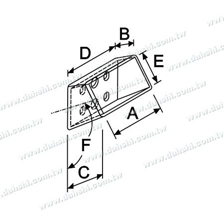 尺寸图：不锈钢扁管套外连接大柱用斜度固定座