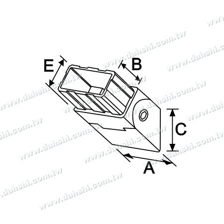 Dimensione: Angolo regolabile per estremità corrimano in tubo rettangolare in acciaio inossidabile