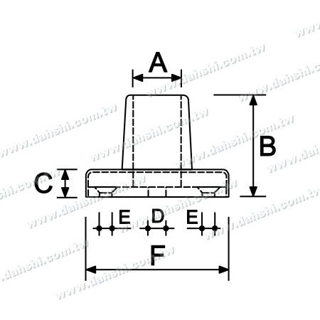 ابعاد: دستگیره لوله گرد استیل ضد زنگ 3 قطعه پایه گرد - پیچ مخفی