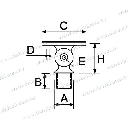尺寸圖：不銹鋼圓管扶手與立柱免銲圓管套外式樓梯活動接頭 - 19mm用