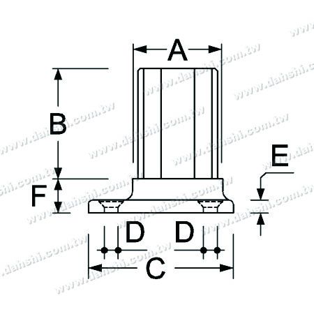 Dimensione: Base per corrimano in tubo quadrato in acciaio inossidabile - Utilizzo per bordo interno dell'inserimento murale