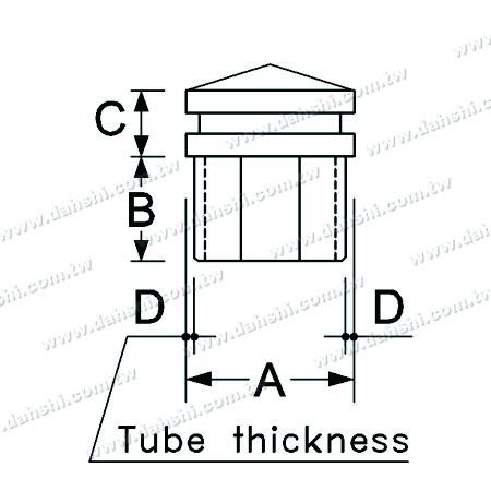 Размер: Крышка из нержавеющей стали для квадратной трубы с коническим верхом - 2 слоя