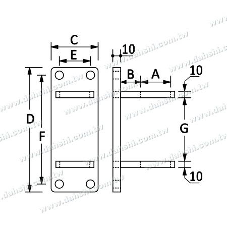 Dimension: Support de main courante en tube rond en acier inoxydable avec dos rond - tube traversant
