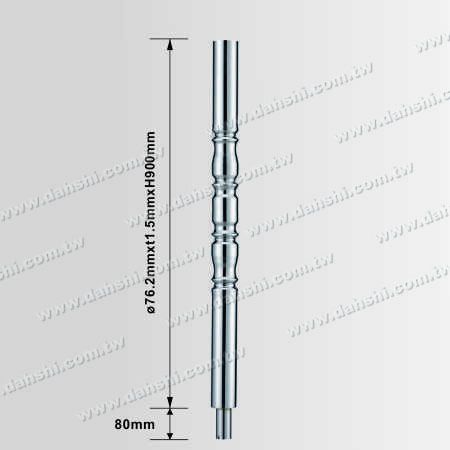 Dimension：Stainless Steel Round Post 2 1/2