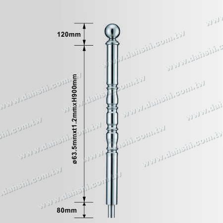 आयाम: स्टेनलेस स्टील गोल पोस्ट 2 1/2