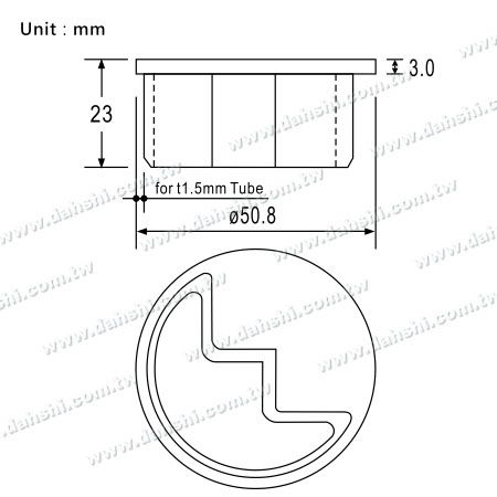 Channel Round Tube Flat Top End Cap